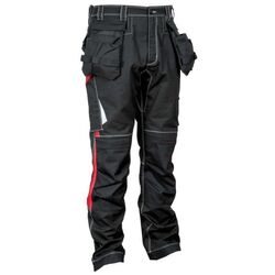 PANTALONS DE TRAVAIL MULTI POCHE ELASTHANNE C/P GONDOMAR NOIR/ROUGE EU44=F38