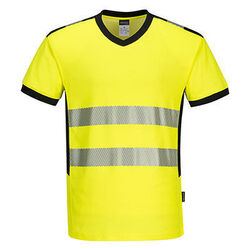 TEE SHIRT AVEC BANDES SEGMENTEES COL V HI-VIS - PW310