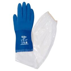 GANTS DE TRAVAIL PVC TRIPLE COUCHE AVEC SUPPORT COTON. BLEU LONGUEUR 65 CM 10