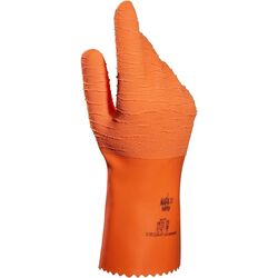GANTS DE TRAVAIL PROTECTION CHIMIQUE LATEX NATUREL ORANGE EN388 4131 - HARPON 321