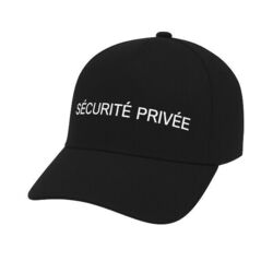 CASQUETTE 5 PANNEAUX 100% POLYESTER AVEC REGLAGE PAR BANDE VELCRO AVEC MARQUAGE REFLECTIF BLANC "SECURITE PRIVEE" - CASQSECUPRIV